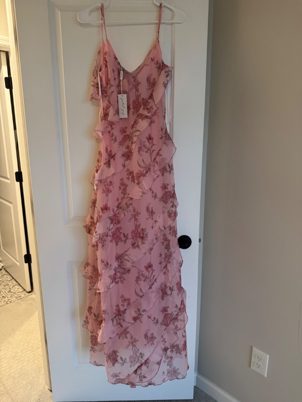 Pink Floral Ruffle Maxi Dress - Picture 3 of 4